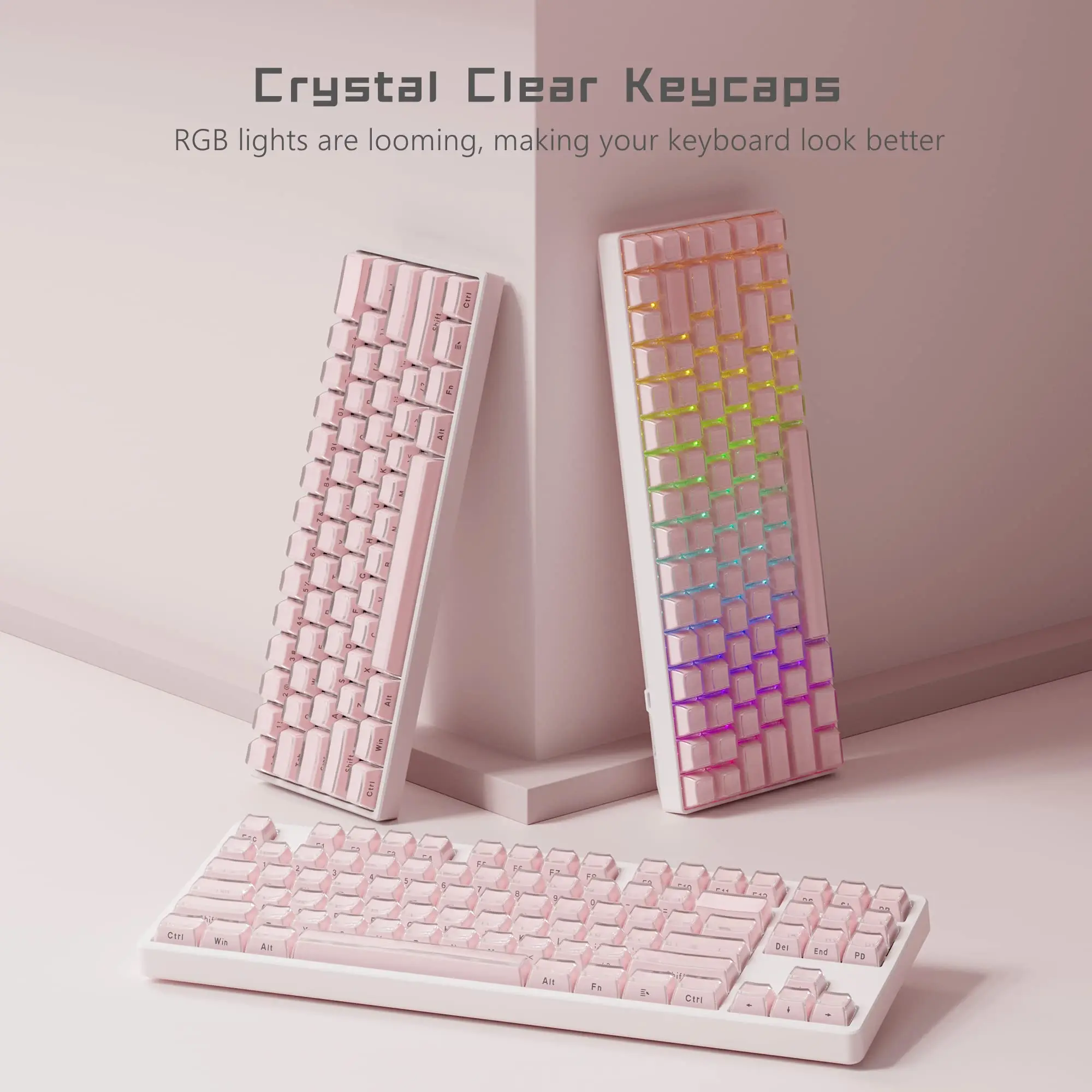 Geléia Redonda Keycaps Laterais para Teclado Mecânico 113 Teclas Cristal de Gelo Rosa Translúcido Oem Perfil Chave Cap para Cereja mx 61 68 104 - Imagem 2