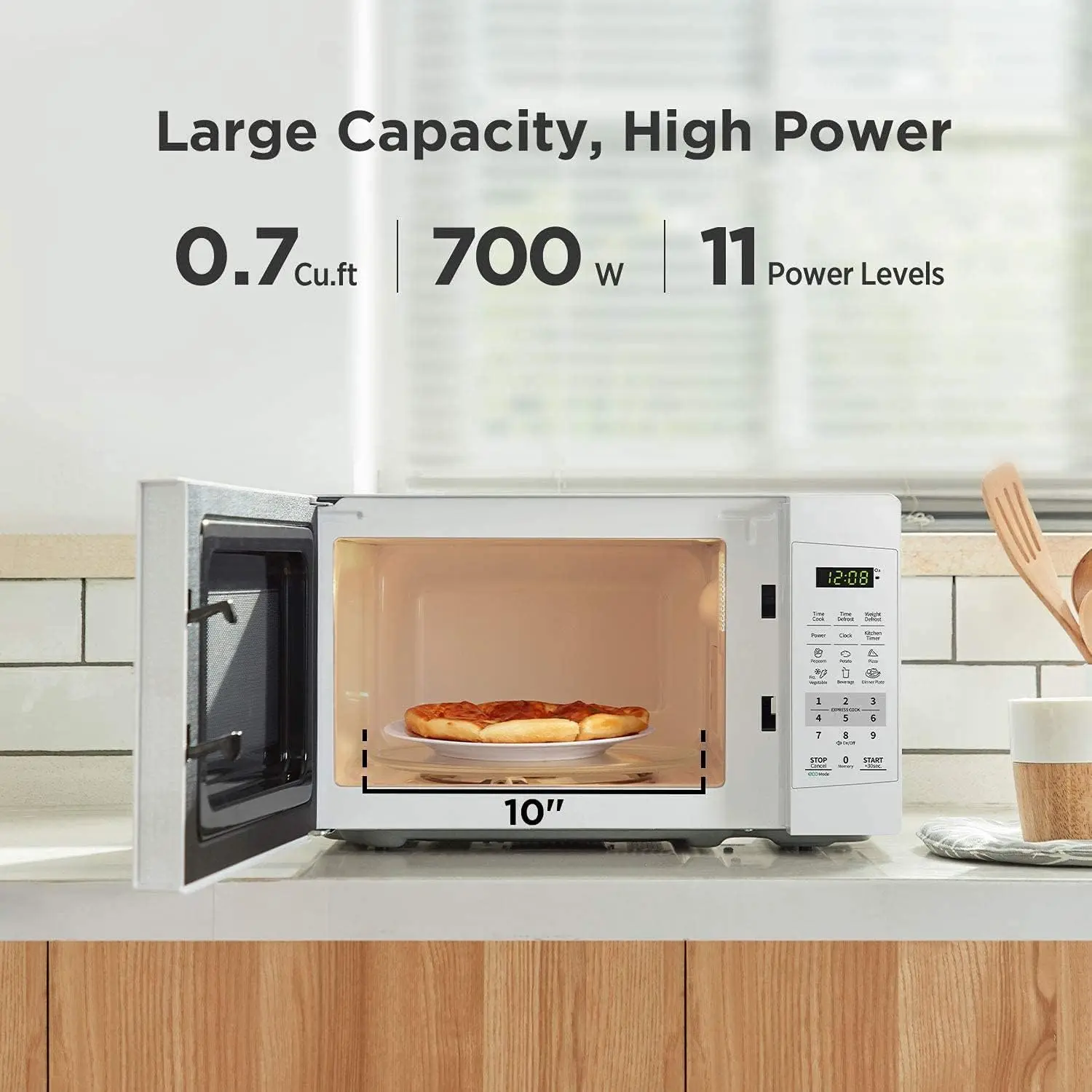 EM720CPL-PM Countertop Microwave Oven with Sound On/Off, ECO Mode and Easy One-Touch Buttons, 0.7 Cu Ft/700W, Pearl Whit 2