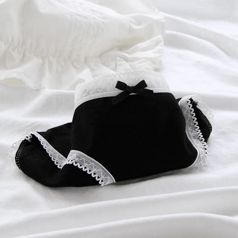 3Pcs/set Women Sexy Cotton Panties Underwear Seamless Soft Briefs Skin-Friendly Female Lingerie Mid-waist Black Underpants 4