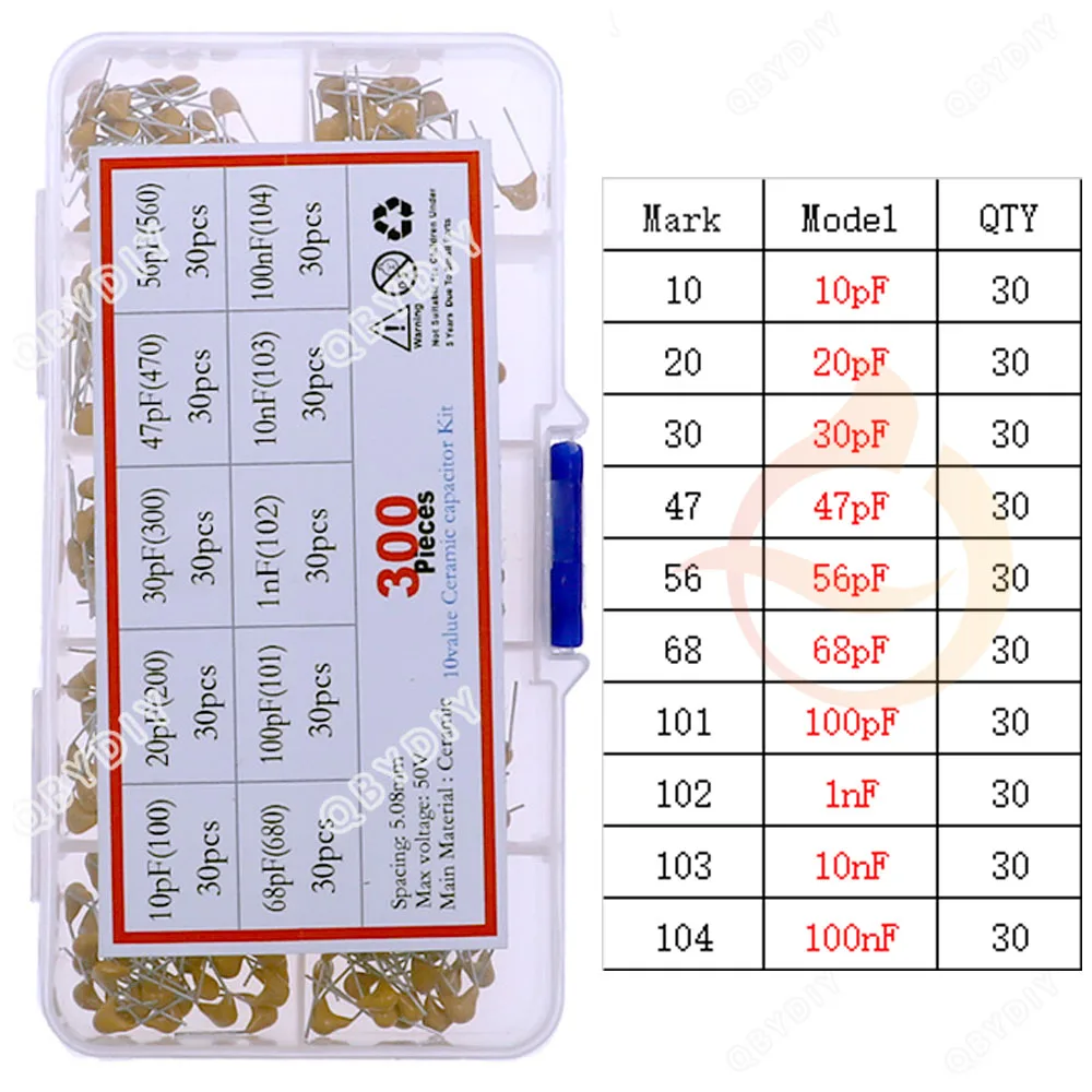 Electrolytic Capacitors Kit 50V Multilayer ceramic capacitor Mixed kit Box 101 102 103 104 105 10pF 22pF 47pF 68pF 200pF 1nF 10nF 100nF 0.1uF 1uF 4.7uF 10uF