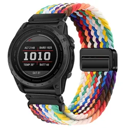 Stretchy Watch Strap with Magnetic Buckle - Soft and Adjustable Bracelet Band, 22 - 26mm - Quick fit 26mm (Rainbow color)