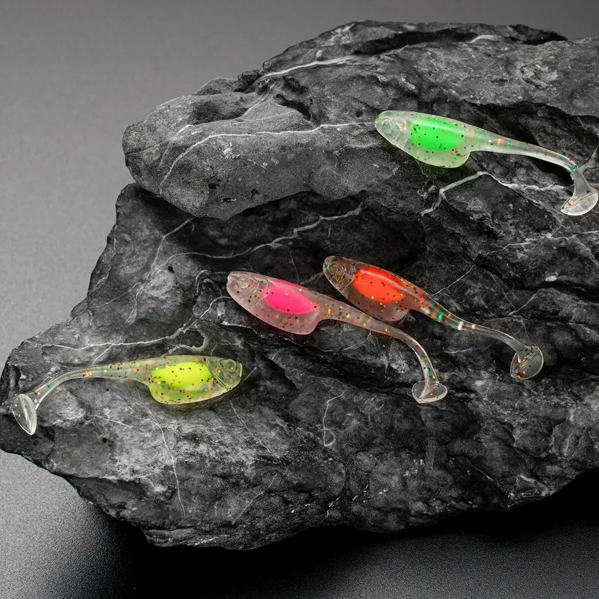 25-Piece Set: Paddle T-Tail Shad Soft Rubber Fishing Lures - Ideal