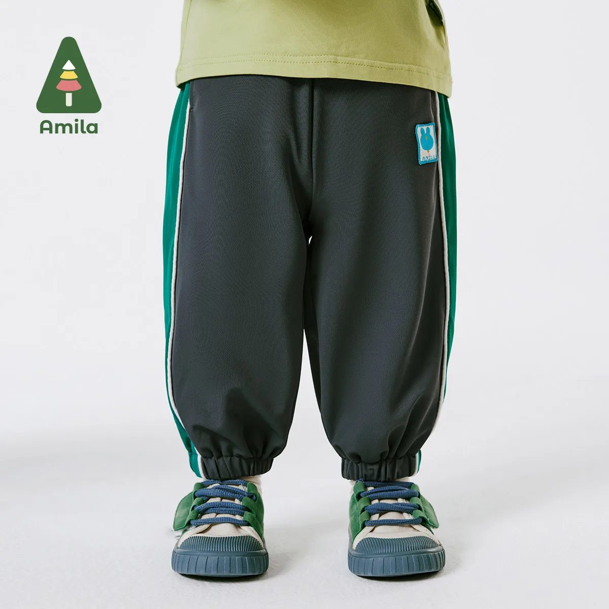 Amila Baby Boy Pants Spring New Athletic Splicing Contrast Breathable Quick-drying Casual Baby Clothing