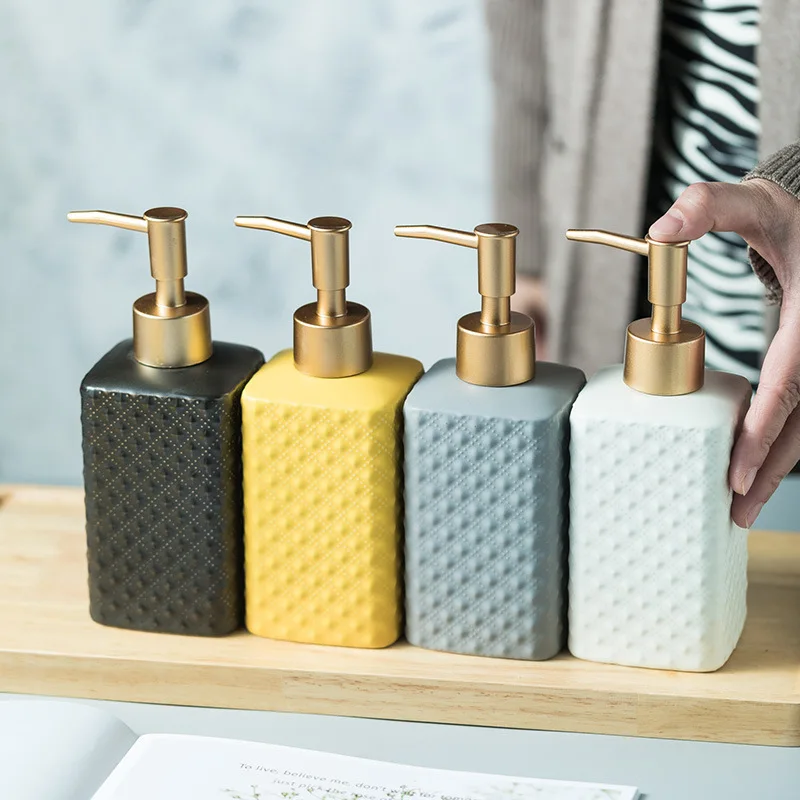 Kitchen Accessories Ceramic Liquid Dispenser Pump Hand Soap Bottle Bathroom Refilla Shower Gel Hand Liquid Storage Container