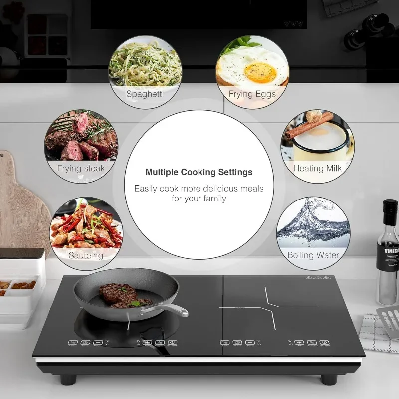 Double Induction Cooktop, 110V 4000W Electric cooktop,Hot Plate LCD Sensor Touch Energy-Saving Portable Induction Cooktop