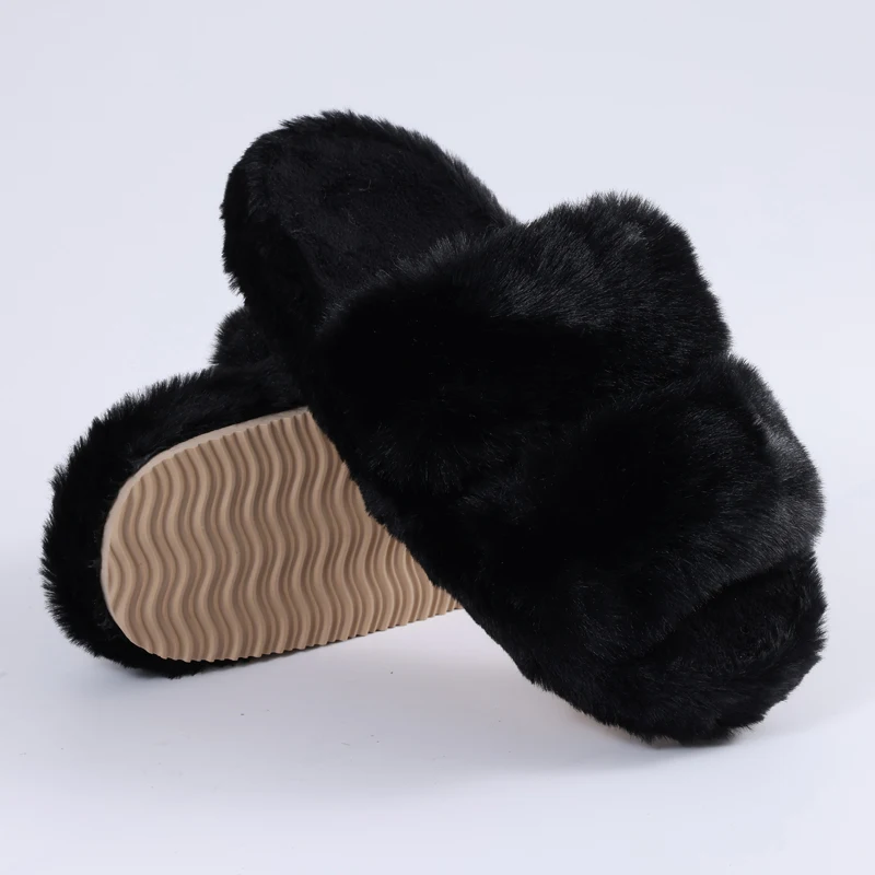 Comwarm Winter-Fuzzy-Hausschuhe für Damen, flacher Boden, lässige Baumwoll-Slides, weiche Sohle, Heim-Slides, pelzige, warme, gemütliche Damen-Hausschuhe – Detail 16