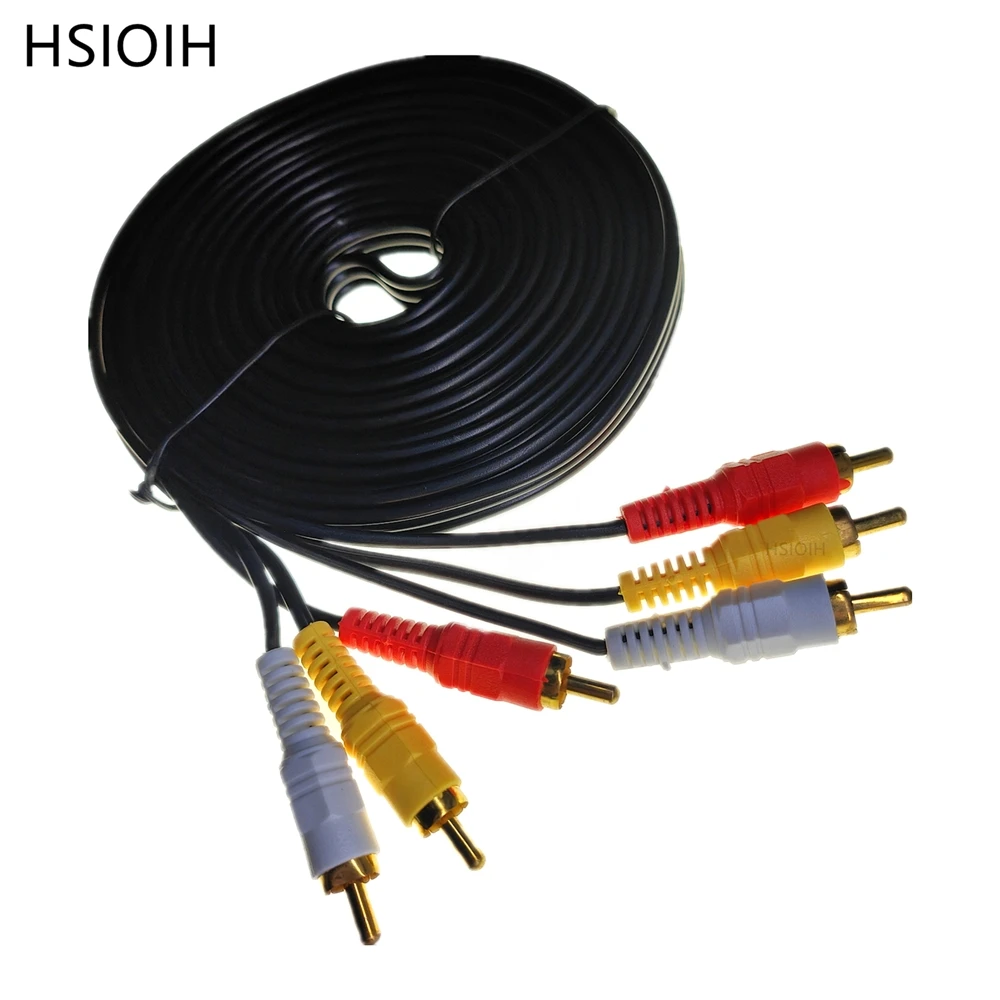 3RCA Male to 3 RCA Male Composite Audio Video AV Cable Plug 3X RCA Retail 1.5M 3M 5M 10M 15M 20M