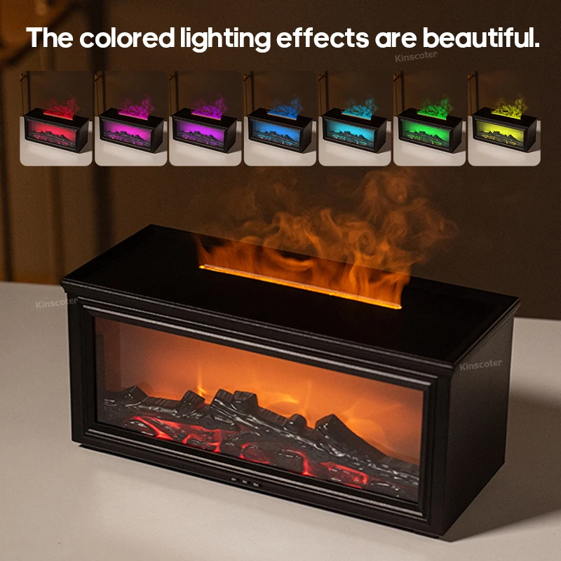 Simulated Fireplace Flames Aroma Diffuser Aromatherapy Ultrasonic Air Humidifier Sprayer Remote Controls/Essential Oil_voghion.com