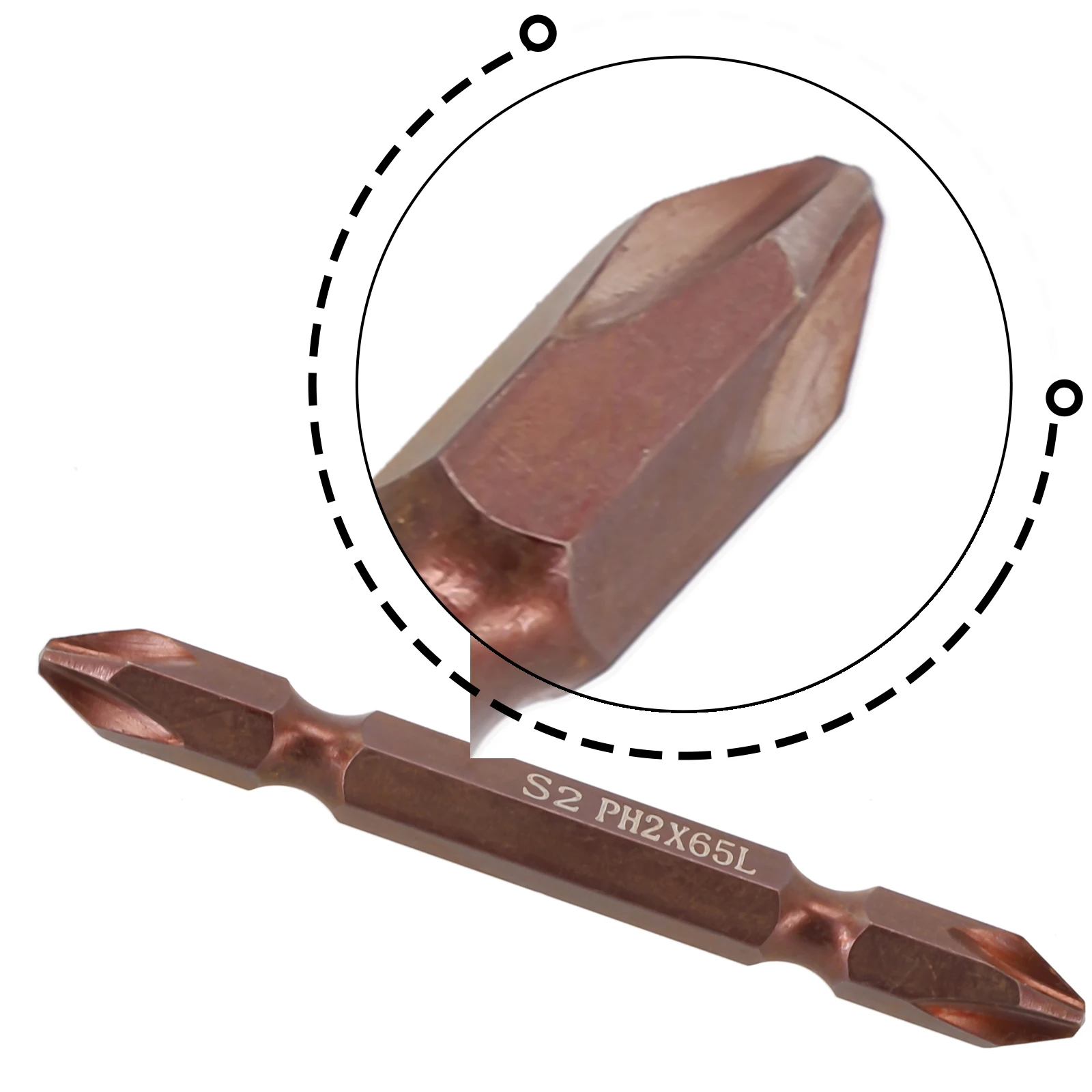 

Versatile Magnetic Electric Screwdriver Bit (PH2) with Copper colored Chrome Vanadium Alloy Steel Construction