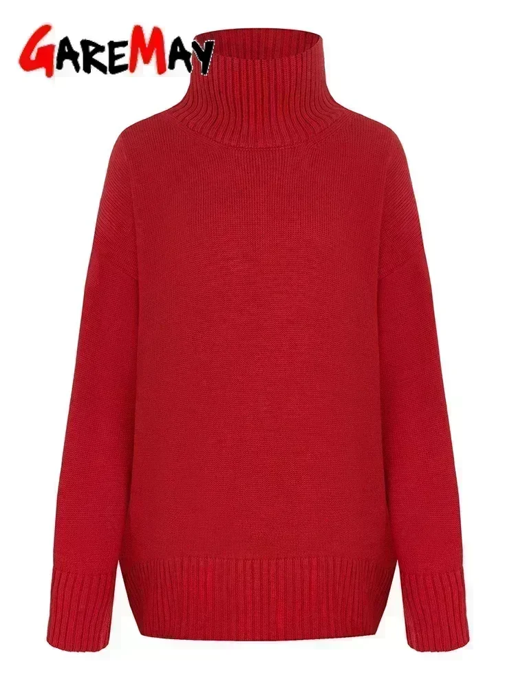 Women's Turtleneck Sweater Oversize Winter Vintage  Knitted Red Sweater Pullover Women Soft Gray Warm Sweater for Women 2024 6