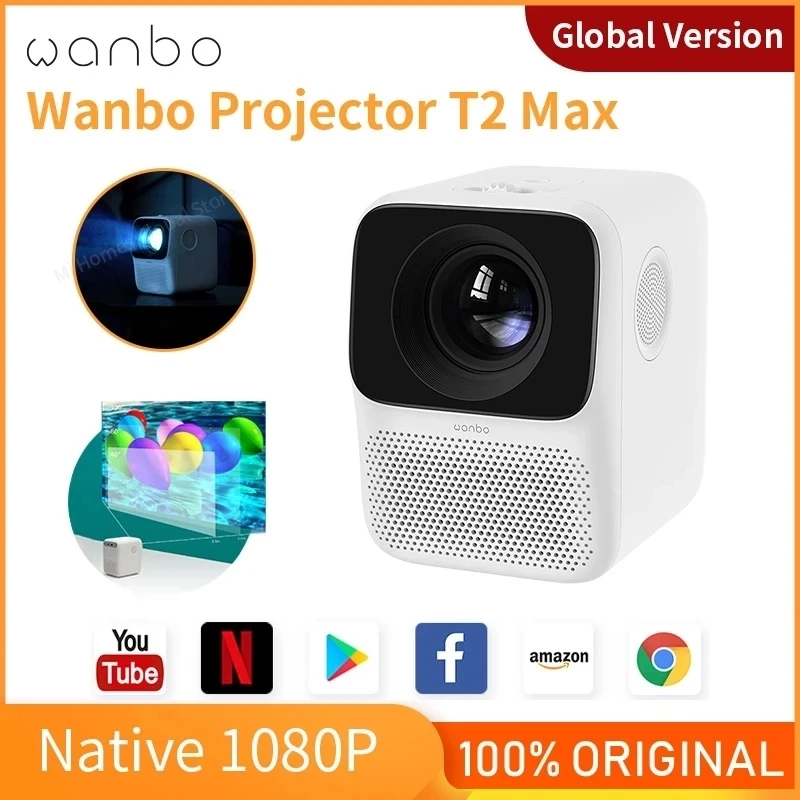 Global Version Wanbo T2 MAX Projector Android 9.0 4K 1080P Mini LED Portable WIFI Projector Home Theater  Keystone Correction