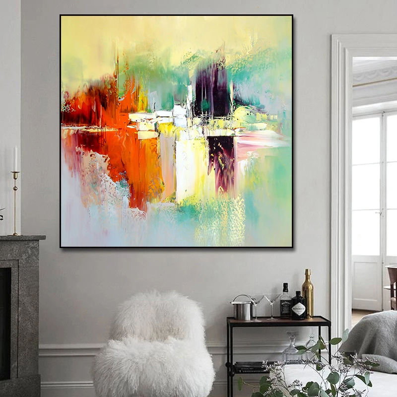 Wild Gelijkwaardig Autonomie Abstracte Kunst Kleurrijke Geometrische Olieverfschilderij Print Muur  Pictures Posters Moderne Schilderijen Voor Woonkamer Home Decor| | -  AliExpress