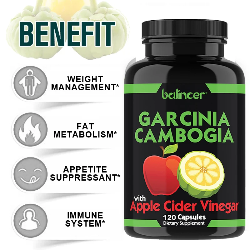 Garcinia Cambogia + Apple Cider Vinegar Fat Loss Supplement Promotes Metabolism Enhances Immunity Carbohydrate Blocker