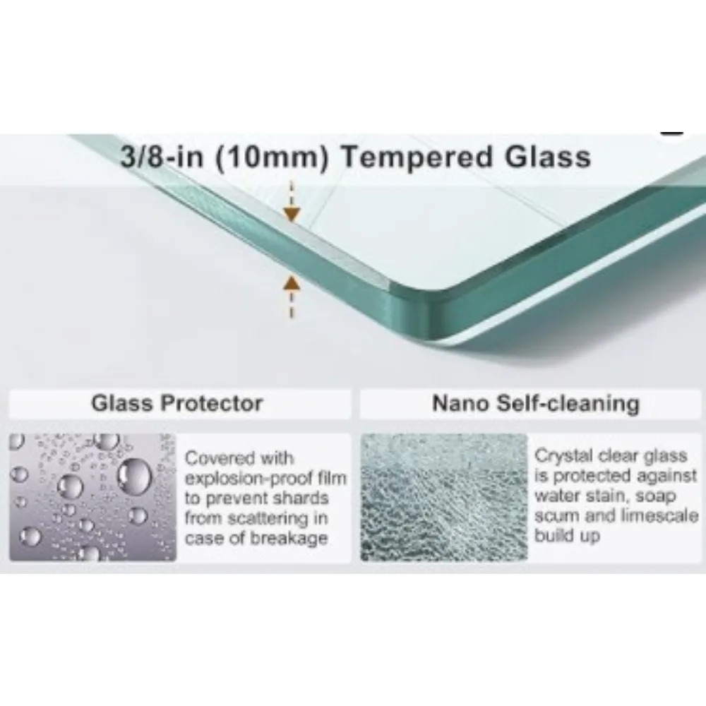 56 To 60'' W X 76'' H Frameless Shower Door, Double Sliding Shower Door with Premium 3/8'' (10mm) Thick Tempered Glass