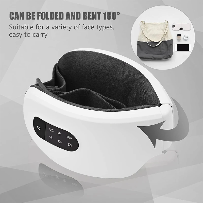 Electric Heated Eye Massager Smart Airbag Vibration Eye Care Instrument With Bluetooth Strain Migraines Relief Improve Sleep eye massager