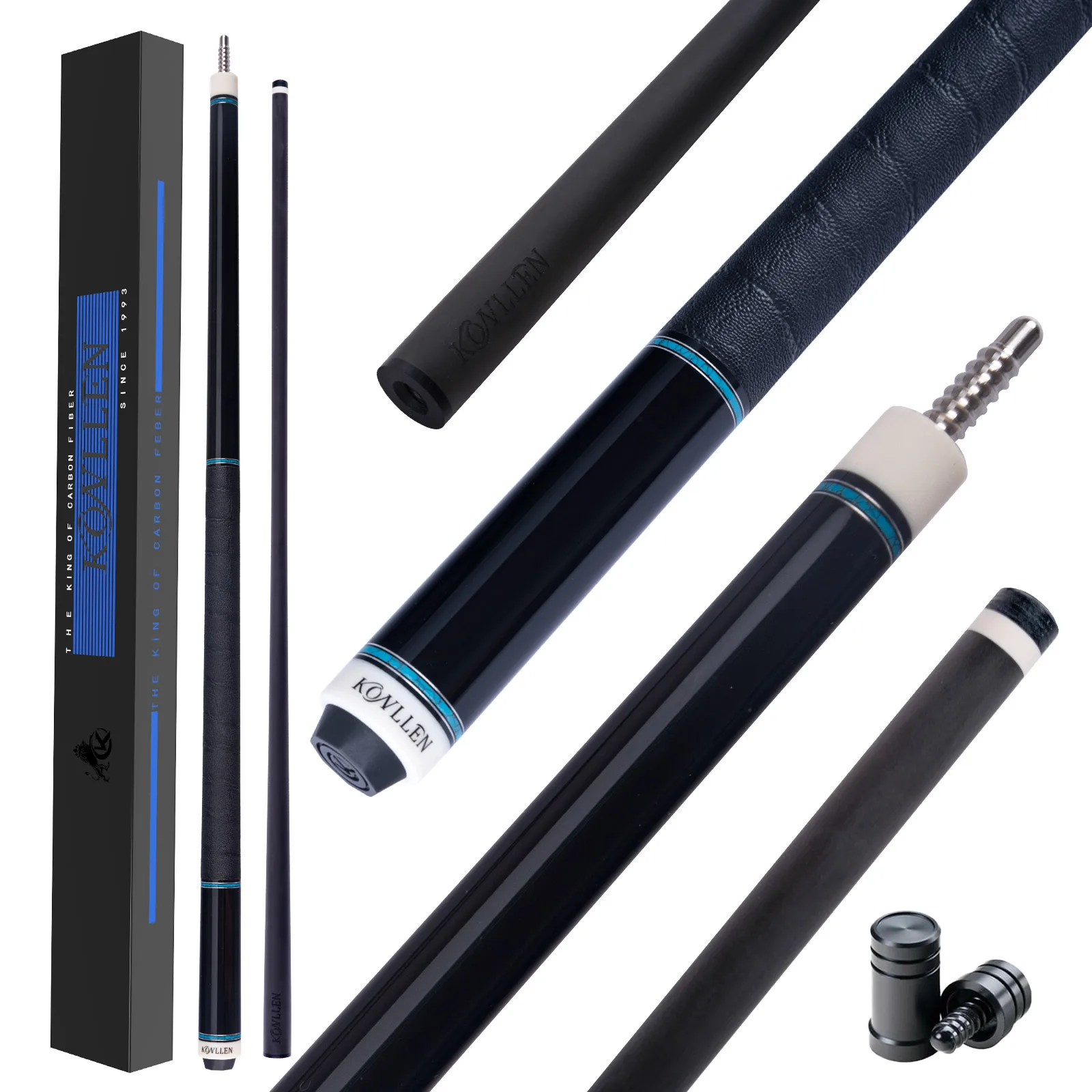 KONLLEN Carbon Fiber Pool Cue Stick Handmade Inlay Cue
