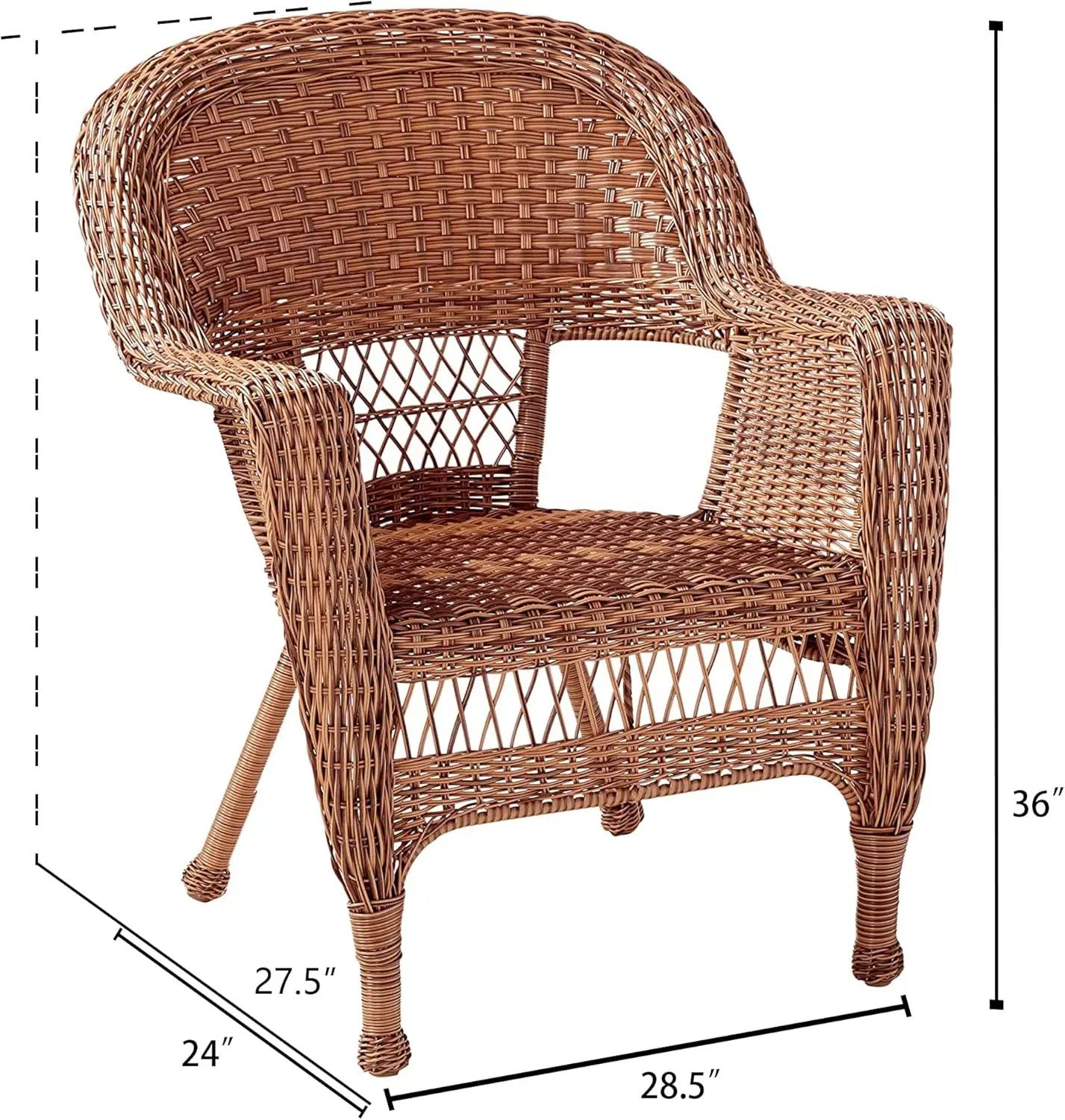 Wicker Chair with Blue Cushion, Set of 2, Honey/W00205-