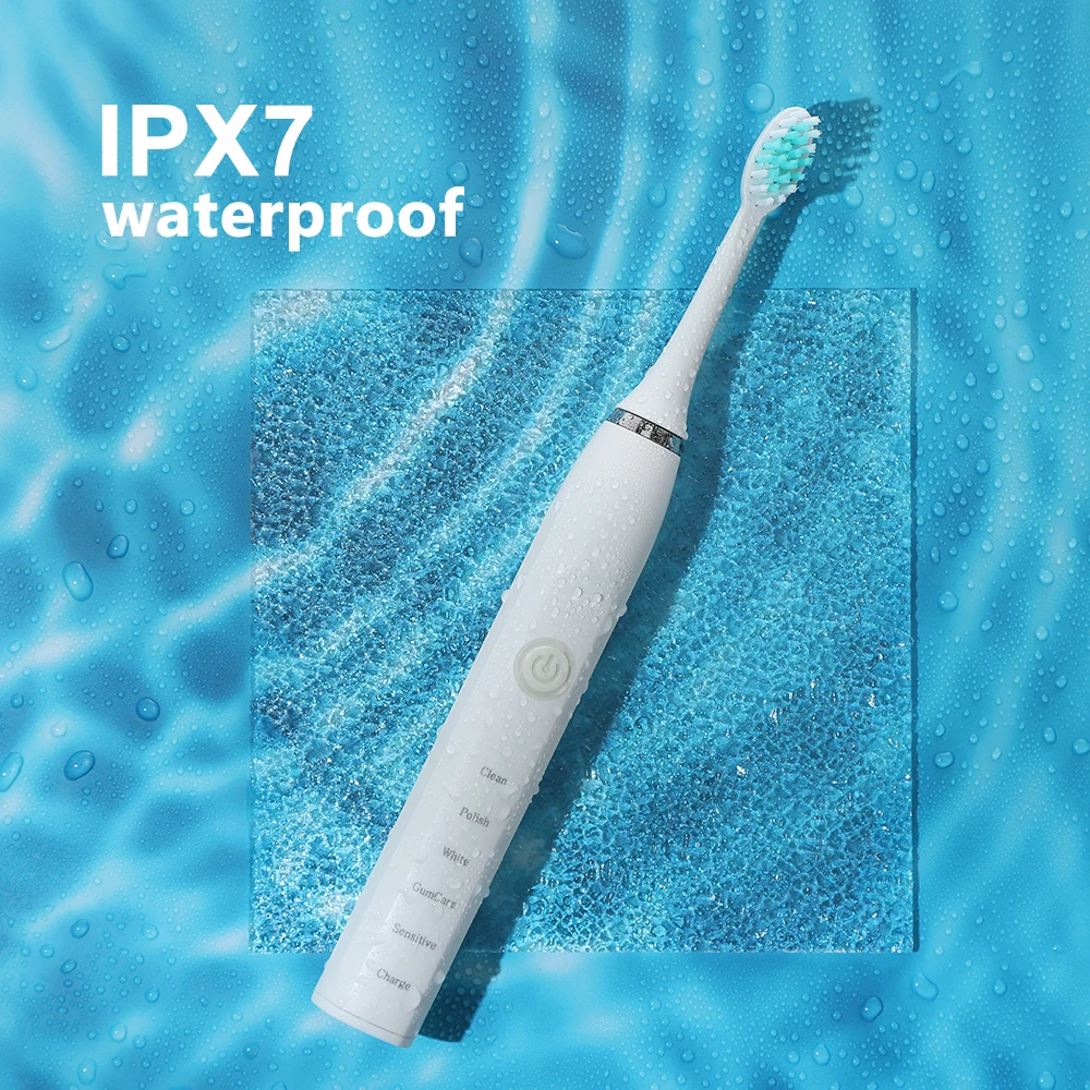 남성과 여성을위한 소닉 전동 칫솔 성인 가정용 USB 충전식 IPX7 방수 치아 미백 구강 관리
