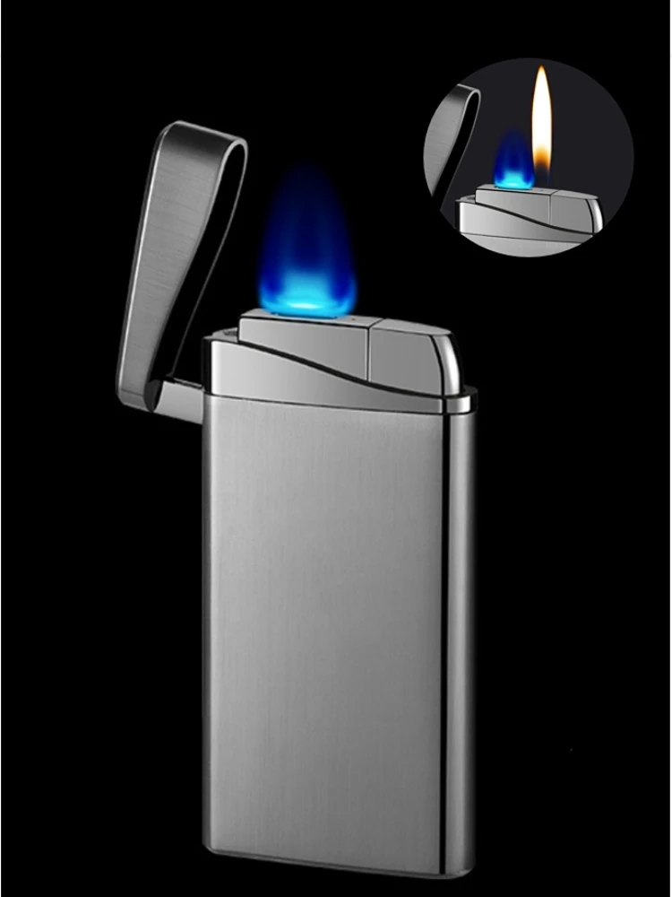 

High-end creative flat-fire dual-fire conversion direct-fire metal lighter torch lighter smoking accessories gift