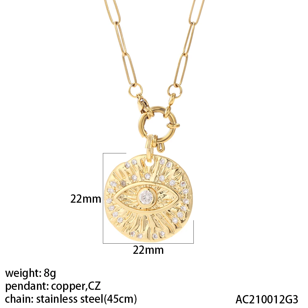 Süße Herz Donut Halskette für Frau Boho Mond Kragen böse blaue Auge Gold Farbe Edelstahl lange Kette neu in Schlangen halsbänder – Detail 22