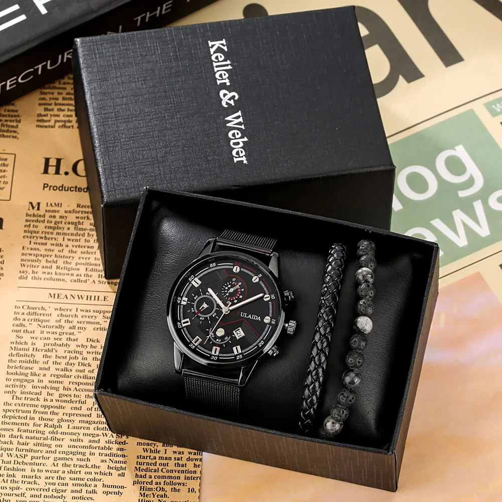 Men Watch Top Brand Luxury Gift Set in Box Quartz Wristwatch with Calendar to Men Practical Anniversary Gifts montre pour hommes