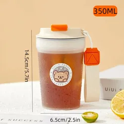 Cute Portable 350ML Heat - Resistant Leak - Proof Water Bottle with Rope - 0.35L (Beige)