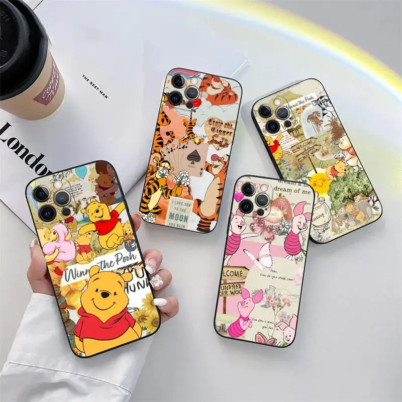 

Winnies The Pooh Honey Disney Phone Case for iPhone 11 15 Pro Max Case Coque 14 Plus 13 Pro 12 11 XS XR 7 8 15Pro TPU Soft Cover