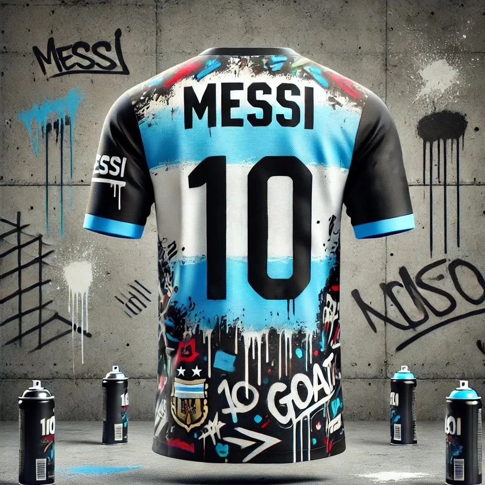 מסי לא 10 חולצות כדורגל עם הדפסת 3D, מהירות ייבוש, נושמות ונוחות, חולצת ספורט לחוץ