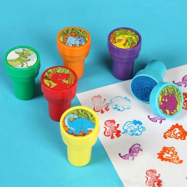 1Set Creative Dinosaur Stamper Colorful Stamps Pre-inked DIY Art Crafts Non-Fading Stamper Set Interactive Craft Kits 2