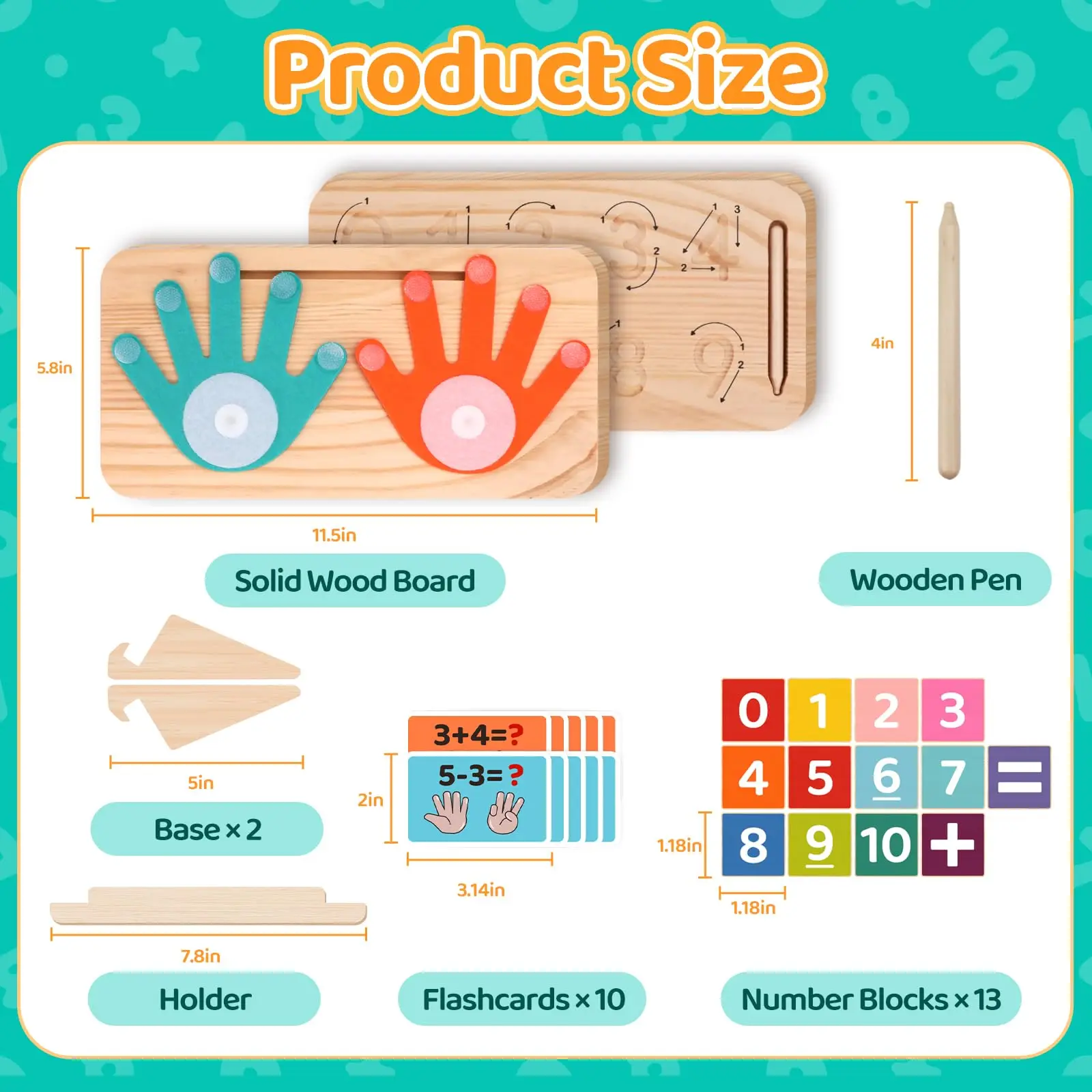 Montessori Toys for Toddlers Double-Sided Preschool Learning Educational Math manipulatives Number Finger Counting Block for Kid