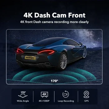 REDTIGER F7N Dash Camera Front and Rear 4k Dash Cam  Drive Recorder for WiFi GPS Car Dvr for 24H Parking Mode Black Box for Car
