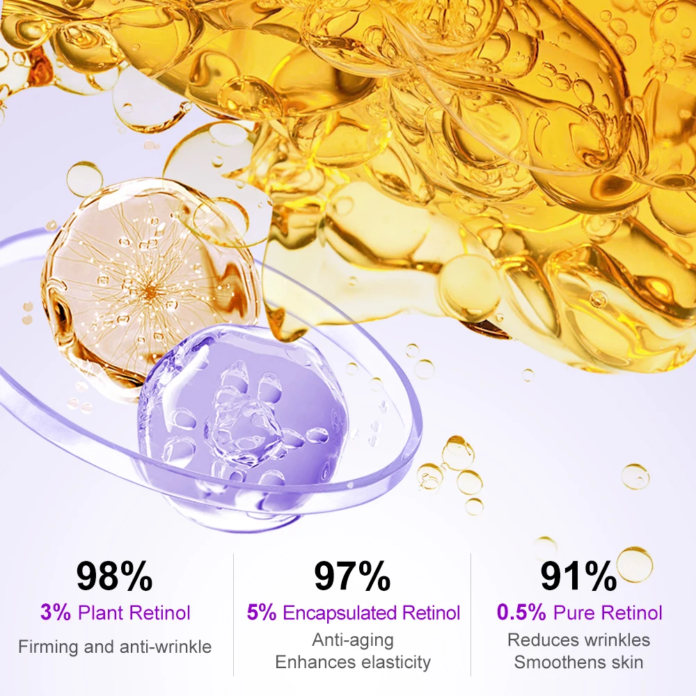 Retinol Wrinkle Face Serum Collagen Hyaluronic Acid Forehead Fine Lines Lifting Anti-Aging Glowing Serum Facial Skin Care 40ml 5