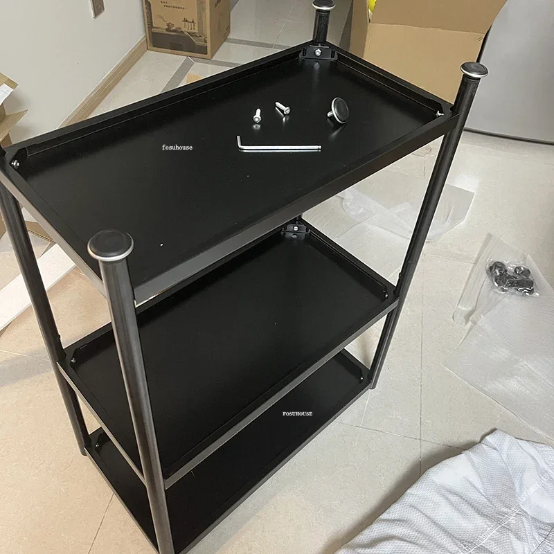 Metal Kitchen Cabinets Kitchen Pot Storage Cabinet Modern Floor Multi-layer Mobile Trolley Rack with Wheels Gap Storage Shelf GM