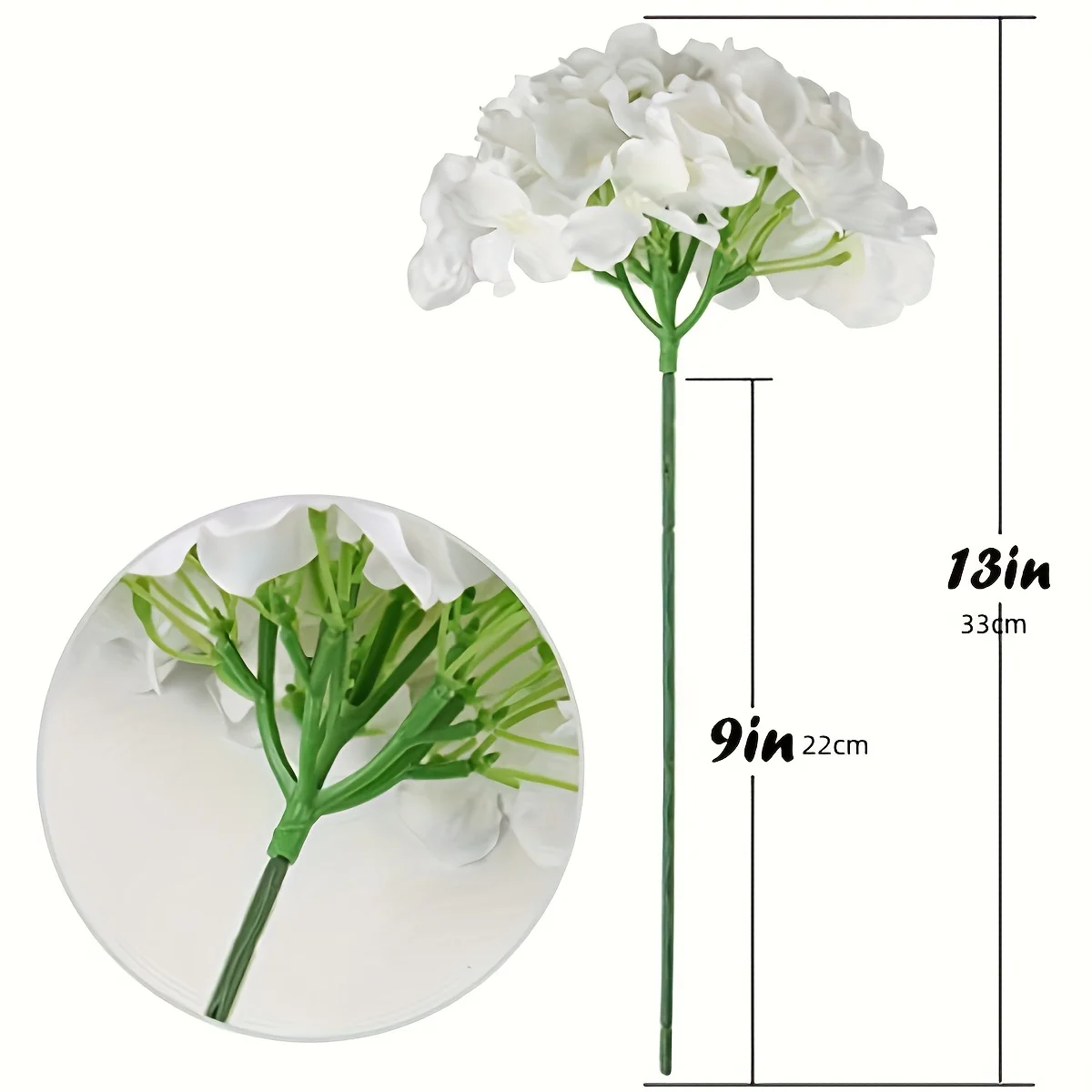 Silk Hydrangea Heads Artificial Flowers 10pcs With Stems For Home Wedding Decor