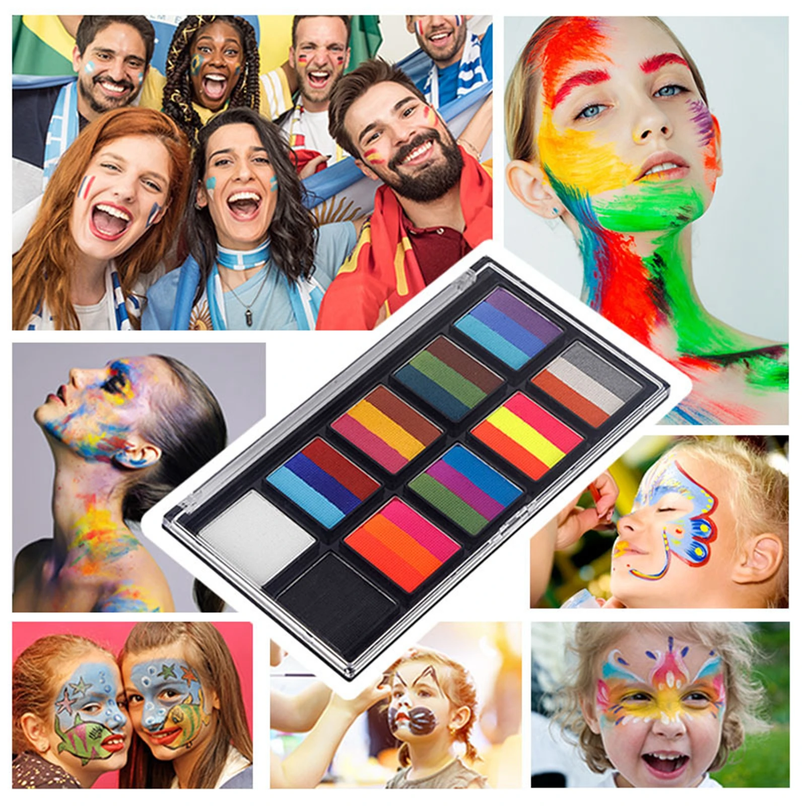  Vibrant Facepaint Makeup Kit for Kids, Face Body Paint Set,  Face Body Painting Kit for Teens & Adults, Safe Facepaint for Halloween,  Cosplay Costumes, Parties and Festivals, Easy to Use. 