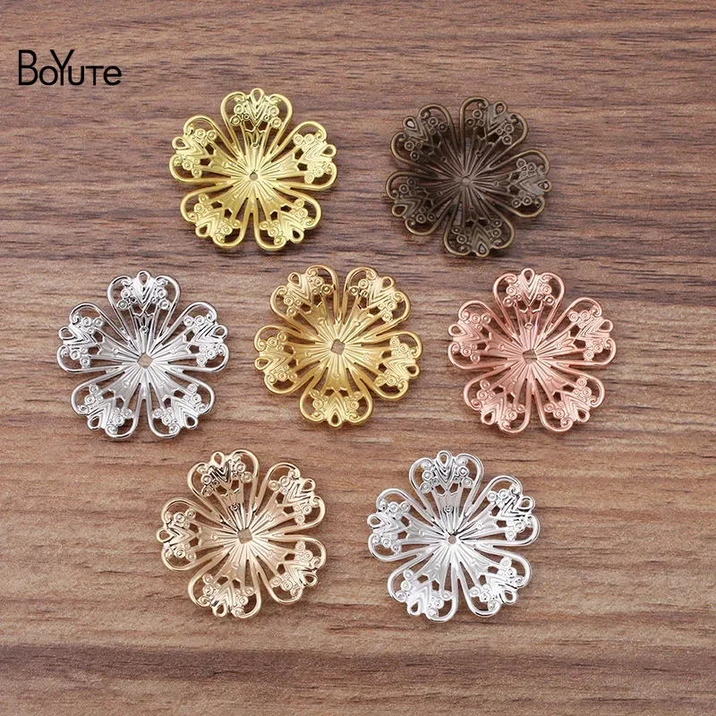 BoYuTe 금속 황동 스탬핑 32mm 선조 꽃 파인딩, DIY 빈티지 쥬얼리 액세서리, 수제 재료, 50 개 로트