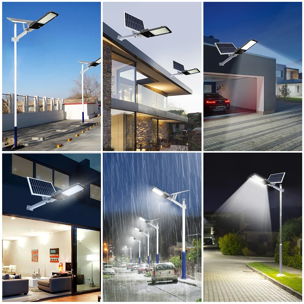 300W Solar Street Light Outdoor Super Bright High-efficial Solar Panel Light IP67 Waterproof Dimmable