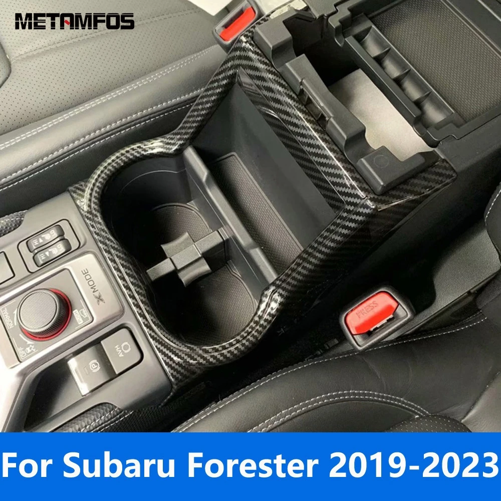 

Центральная консоль из углеродного волокна для Subaru Forester SK 2019 2020 2021 2022 2023, держатель стакана для воды, аксессуары для панели, Стайлинг автомобиля