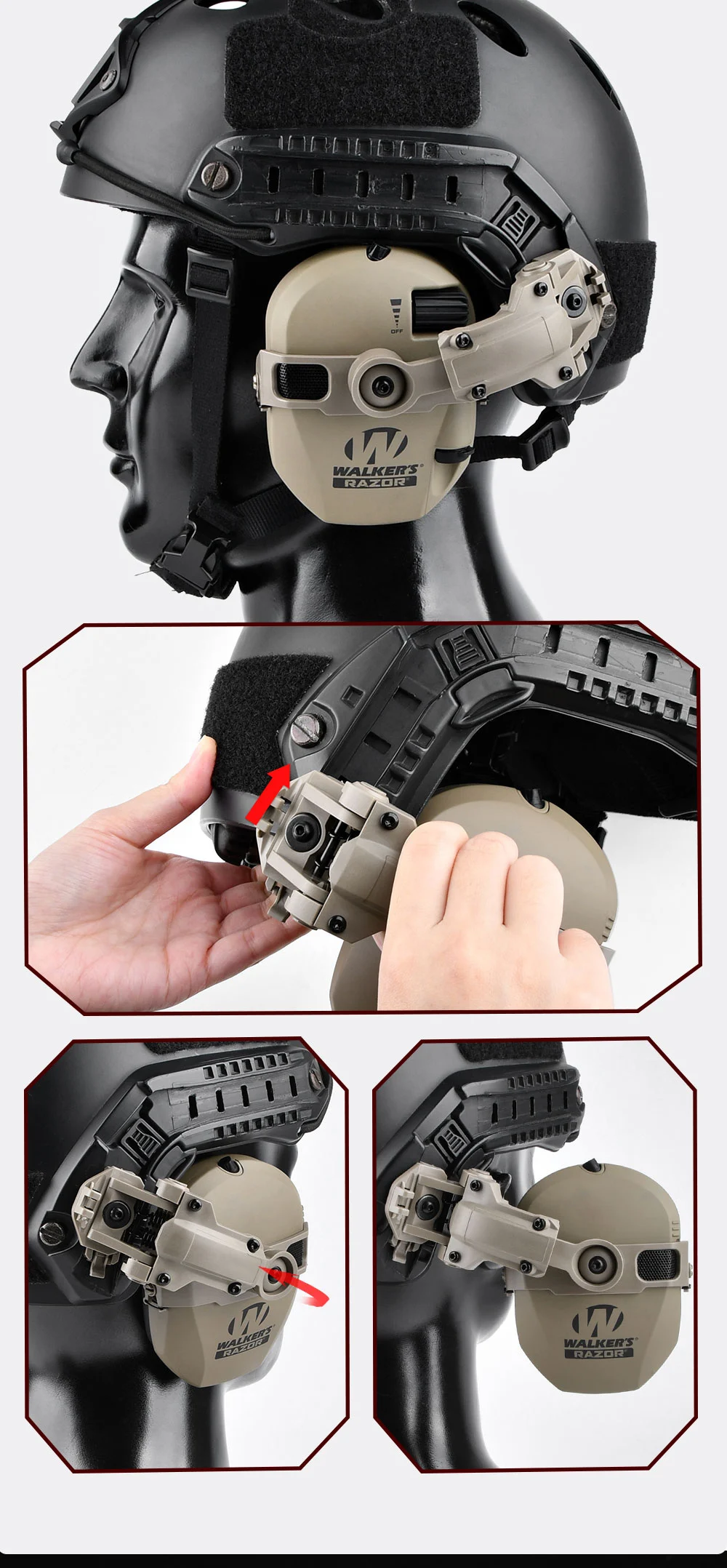 ARC Walker's Razor Headset Helmet Mount Bracket Adapter