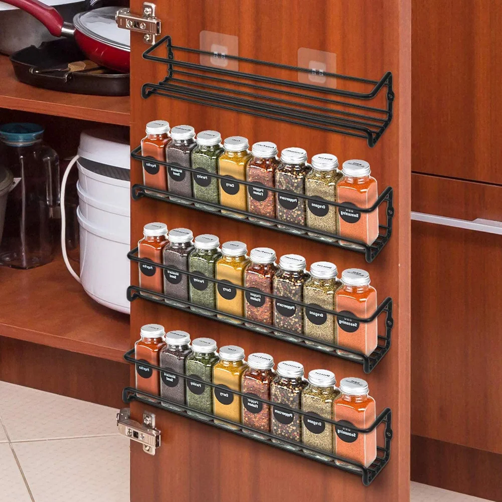 Spice rack wall mount, Spice Rack Organizer Wall Mount 4-Tier Separated  Hanging Spice Racks with Hooks for Kitchen Counter Cabinet Pantry over Stove