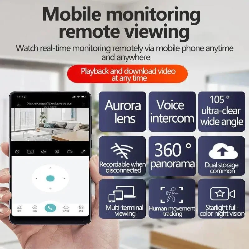 Waterproof Camera Home Remote Control Mobile Phone Wireless WiFi Outdoor Monitor 360 Degree Dead Angle Free Outdoor Night Vision