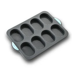 Silicone Non-Stick Baguette Baking Tray - Heat Resistant Oven Tool (1Pc Grey 8-grids)