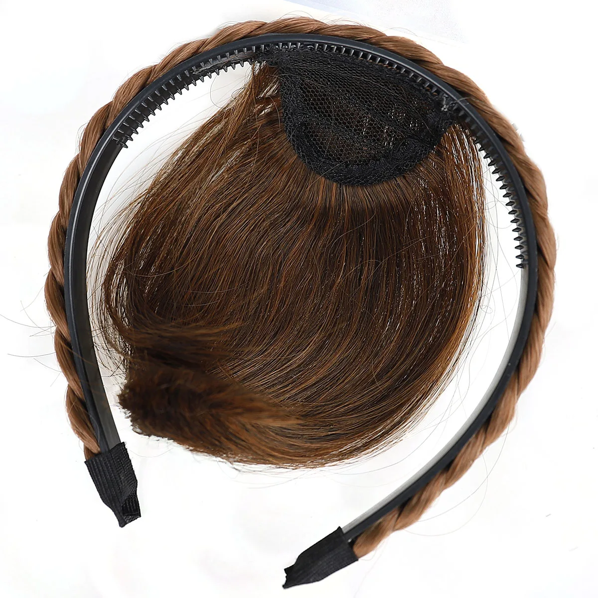 Synthetic Headband Air Bangs Wigs With Braids Heat Resistance Clip in Hair Extensions Hairpieces for Women