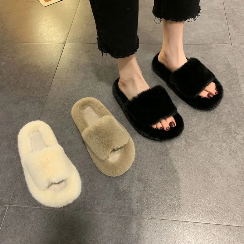 

Fluffy Slippers Women's Spring and Autumn and Winter New Internet Celebrity Super Hot Fairy Flat Niche Sandals