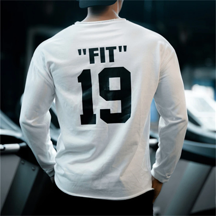

Men Long Sleeve Shirts Bodybuilding Patchwork Quick Dry T Shirt for Men Workout Fitness Training