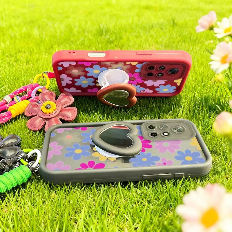 Cartoon Flower Phone Case Set with Lanyard and Craft Embellishments