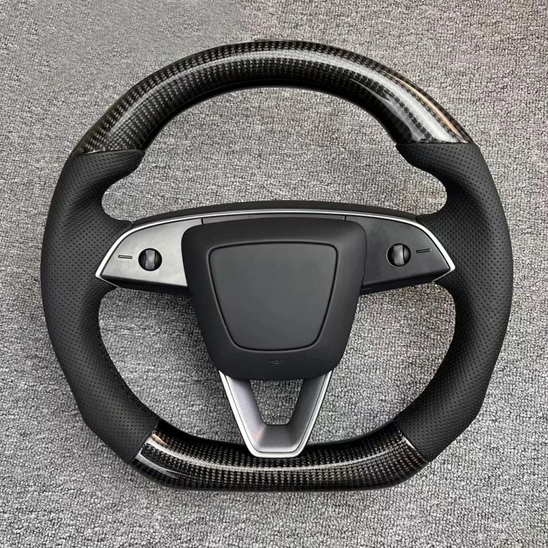 

2024 New Model 3 Steering Wheel with Heating Napa Leather Carbon fiber Modified Accessories for Tesla Model 3