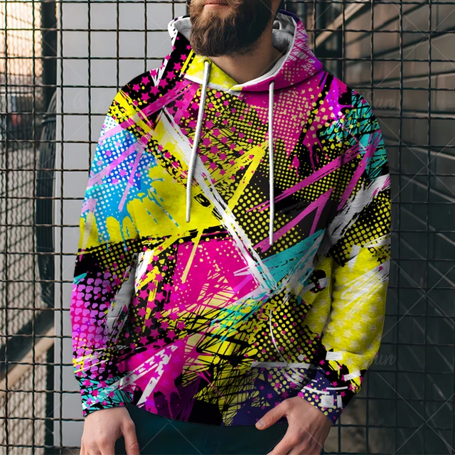 sandwich øjenbryn Spændende 3D Colorful Graffiti Printed Hoodie Men Sweatshirts Hooded Tracksuit  Fashion Pullover Hoody Streetwear Spring Coat Sportswear