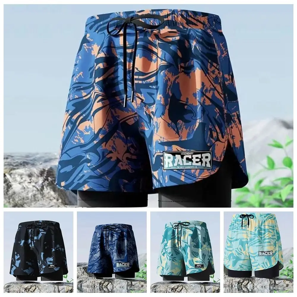 

Купальник мужской с принтом, L-5XL Пляжные штаны, быстросохнущие плоские трусы для плавания с пятью точками, для серфинга