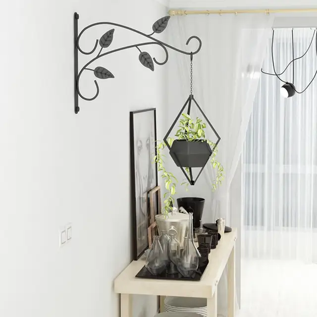Függő Konzol Falra Szerelt Stabil Virágcserép -Horog Finom Fali Erős Csapágykapacitás Retro Vas Növények - Image 3